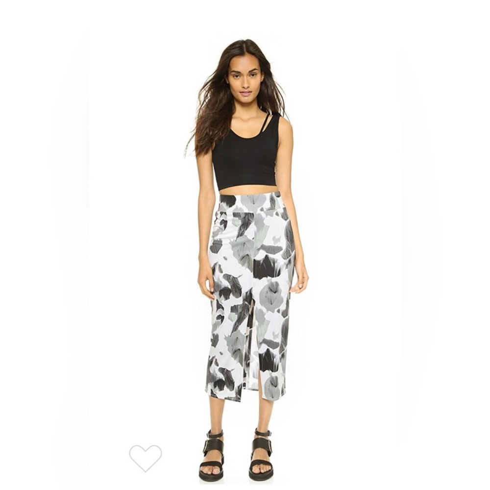 Helmut Lang Skirt Crypsis Print Silk Blend Midi Straight Large NWT R. $395